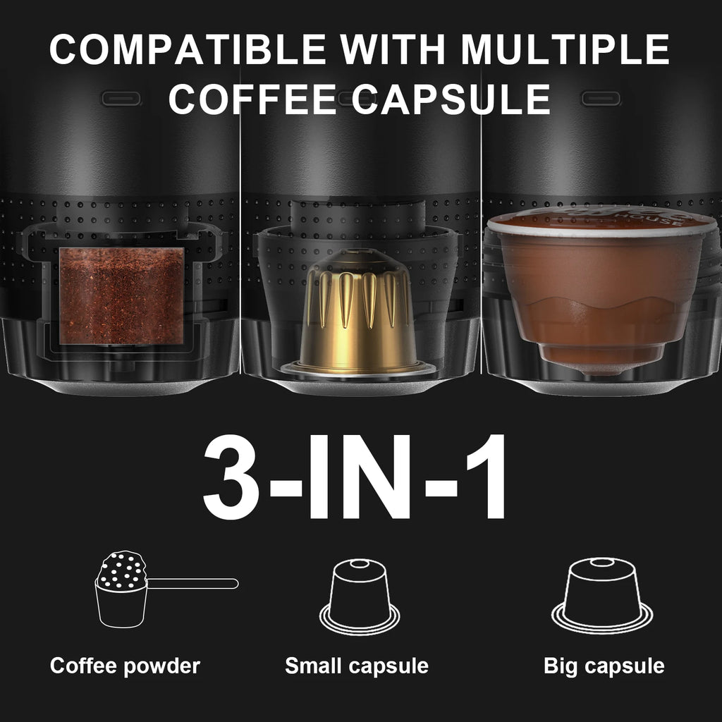 Portable Espresso Maker – Rechargeable 3-in-1
